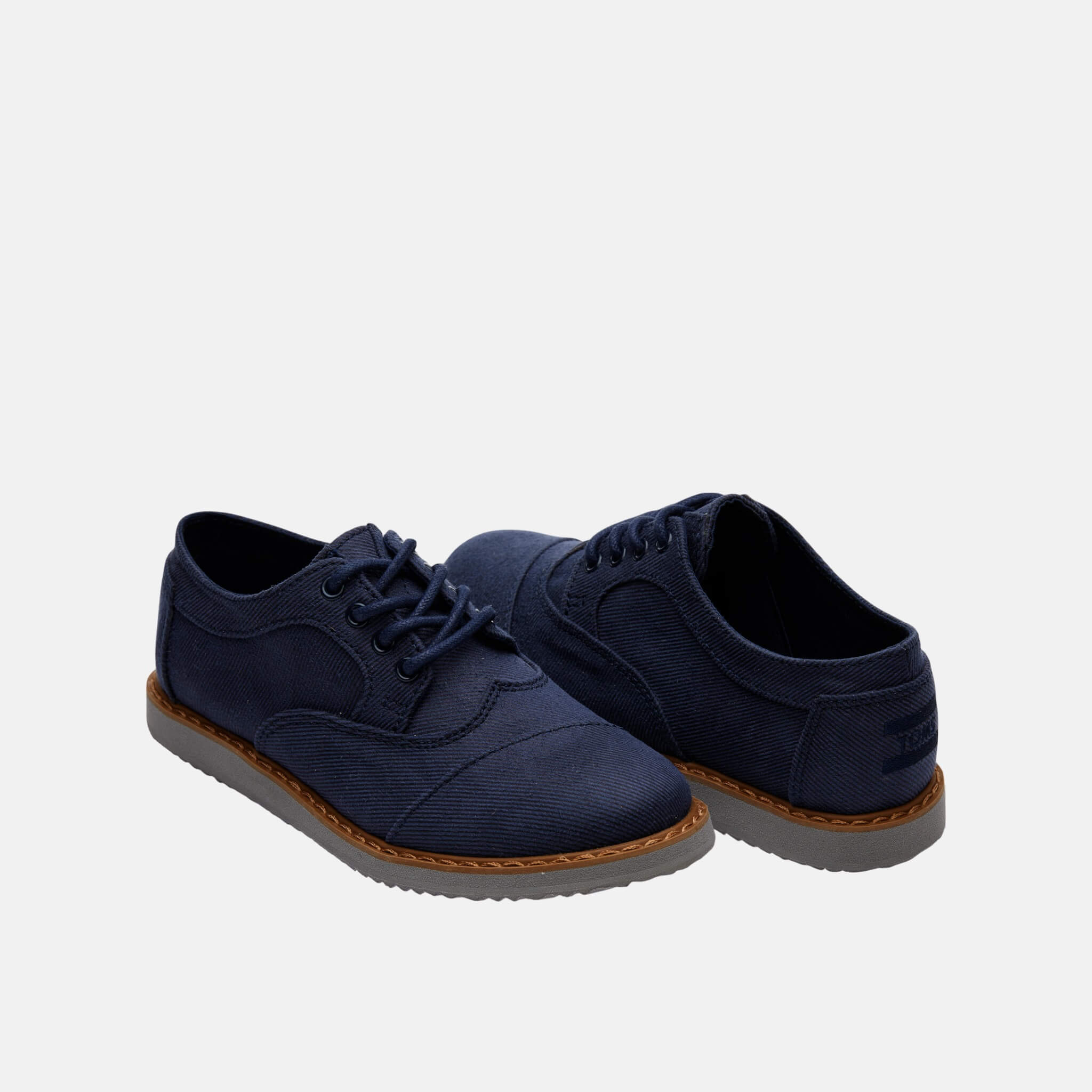 Dětské modré polobotky TOMS Twill Youth Brogue