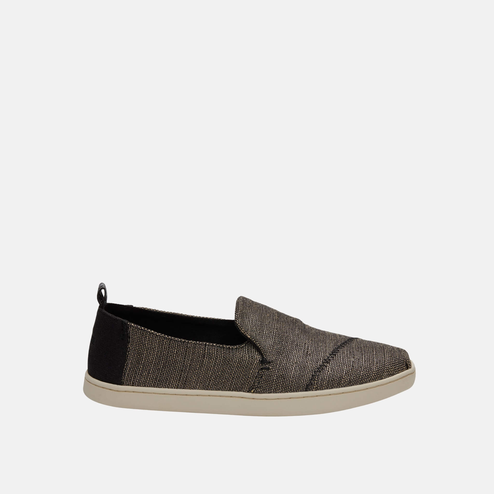 Dámské černé metalické slipony TOMS  Deconstructed Alpargata Slip On