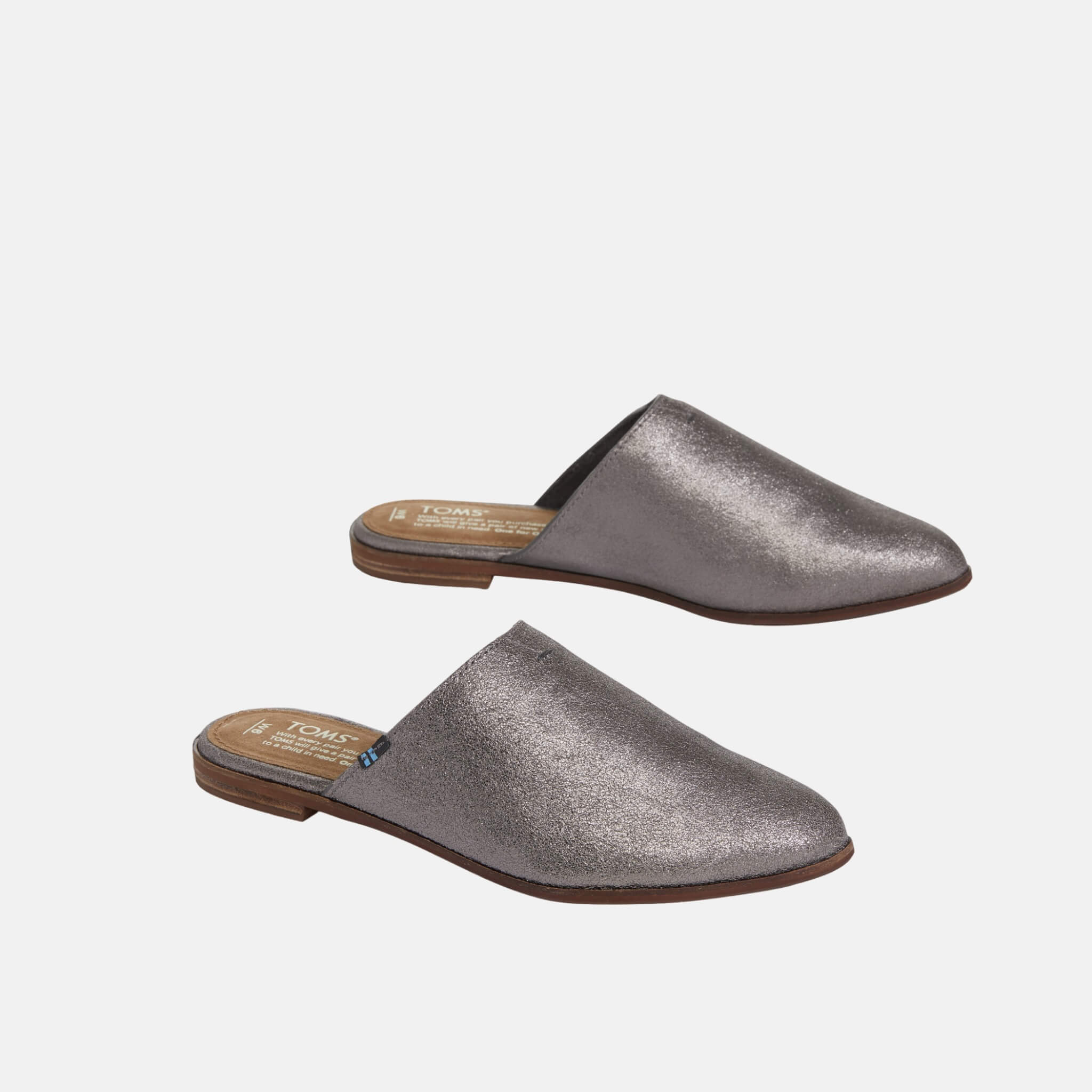 Dámské šedé pantofle TOMS Metallic Leather Jutti Mule