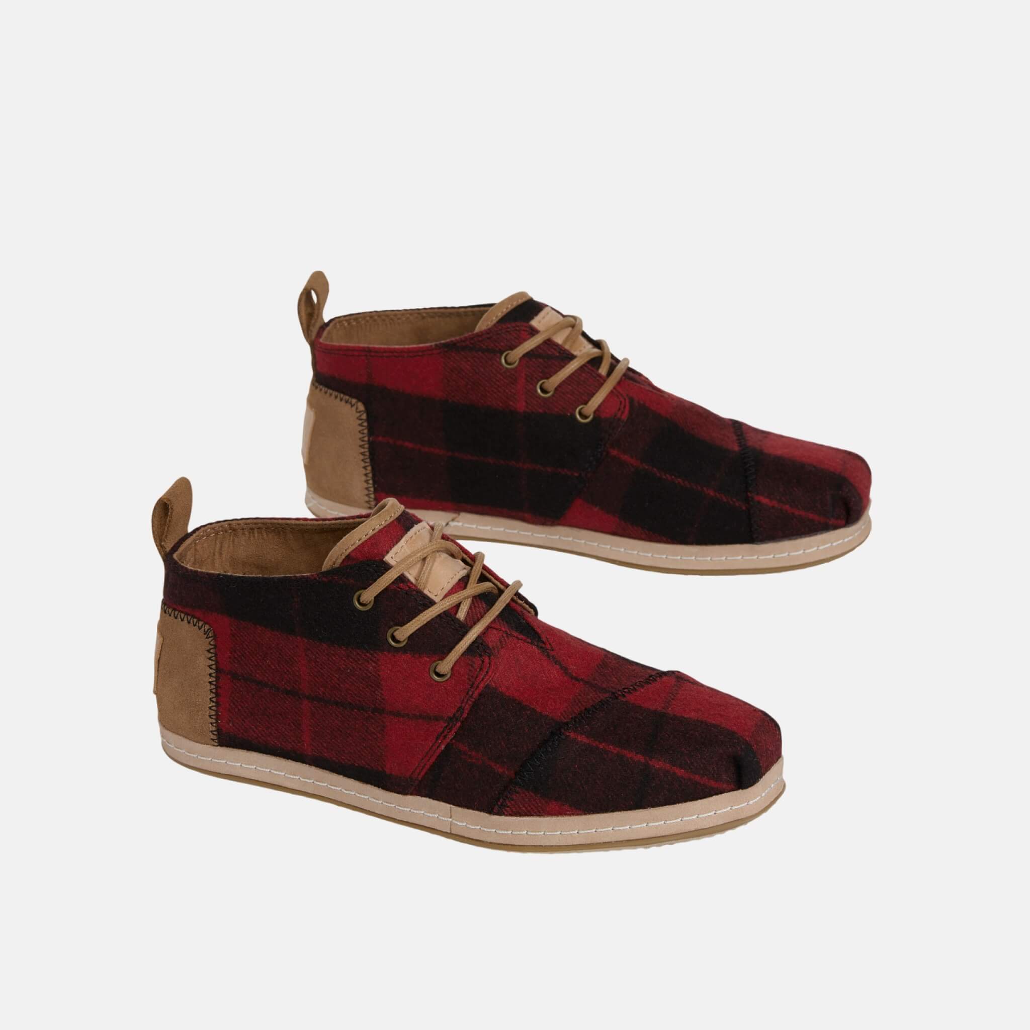 Dámské červené kotníkové boty TOMS Plaid Venice Collection