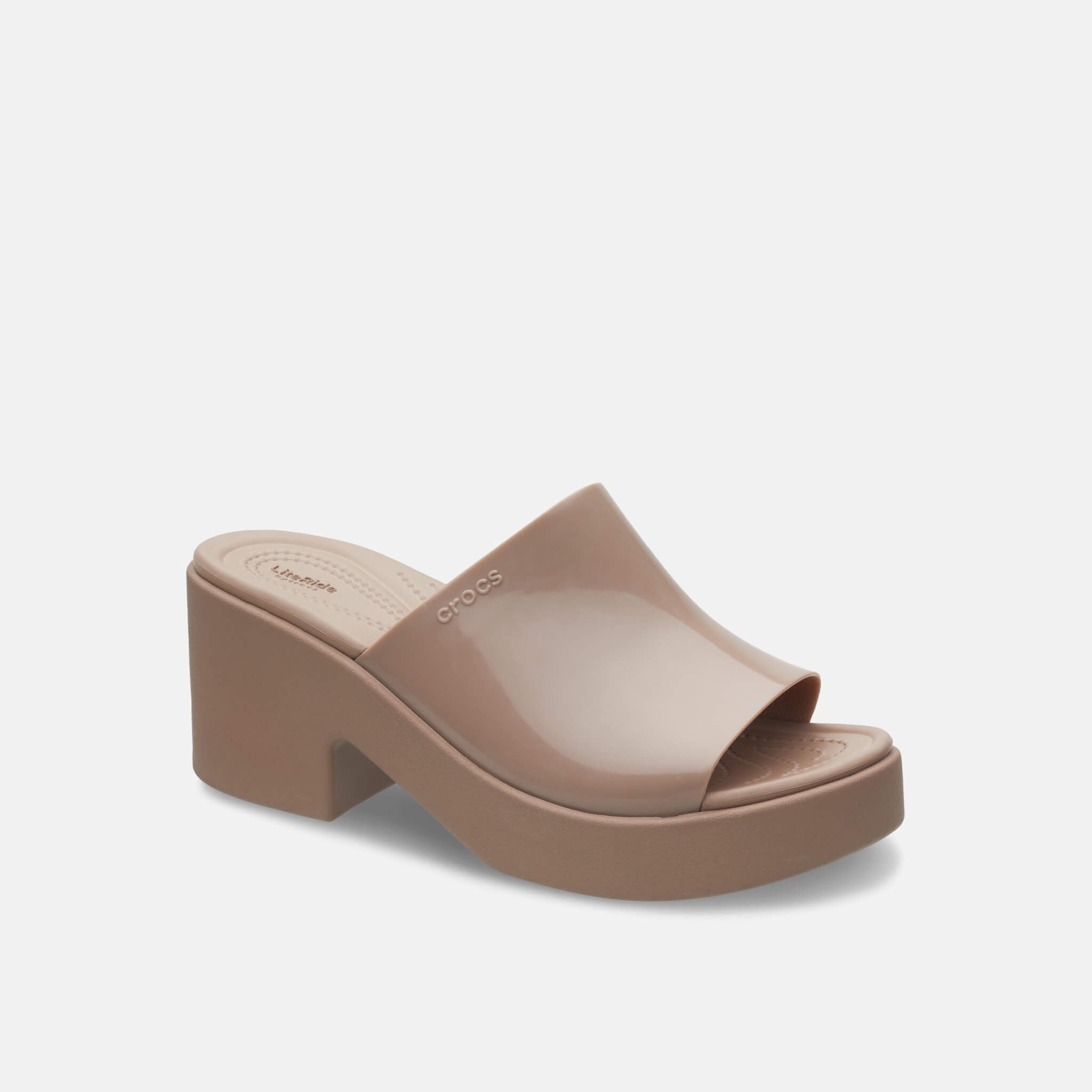 Brooklyn Slide High Shine Heel Latte