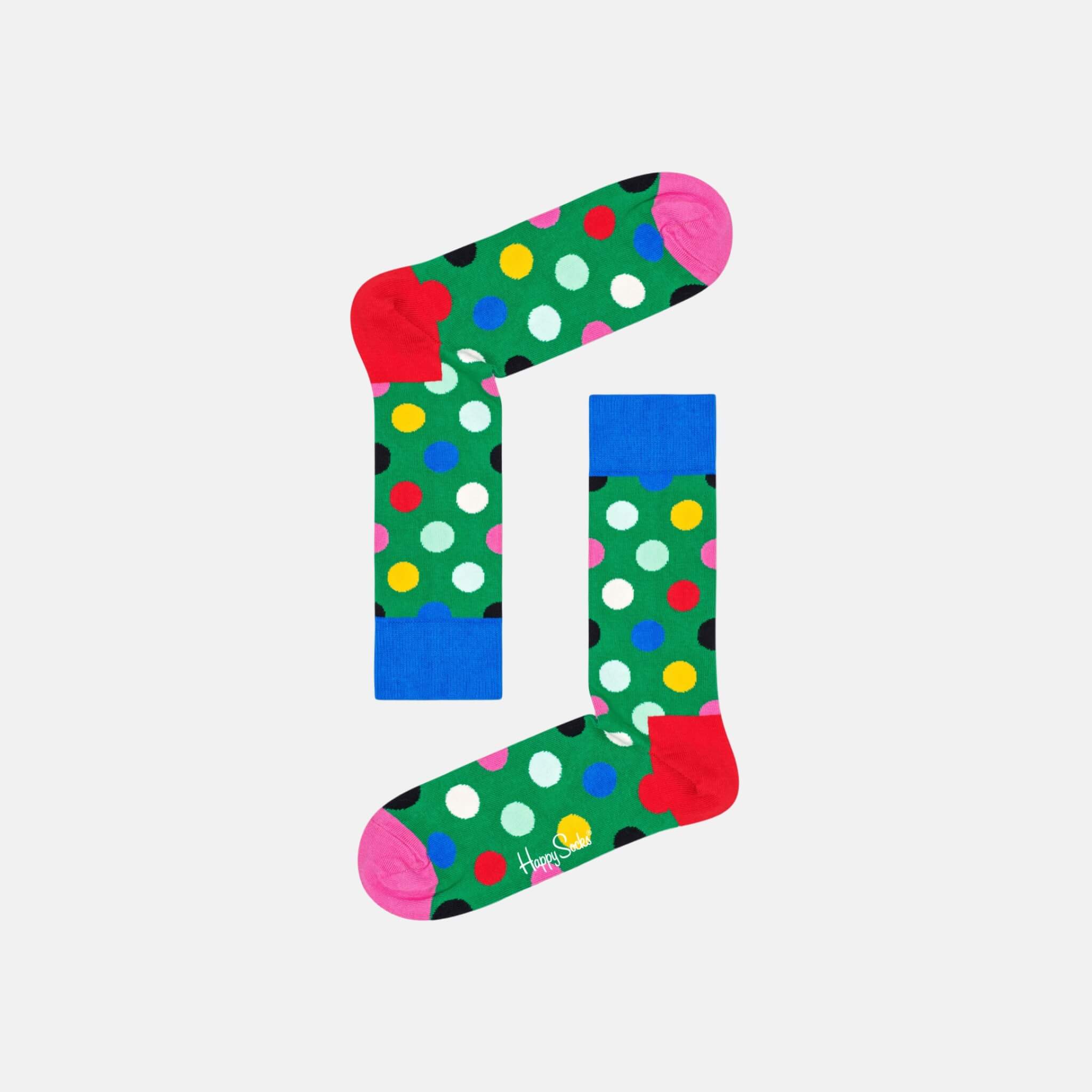 Zelené ponožky Happy Socks s puntíky, vzor Big Dot Block