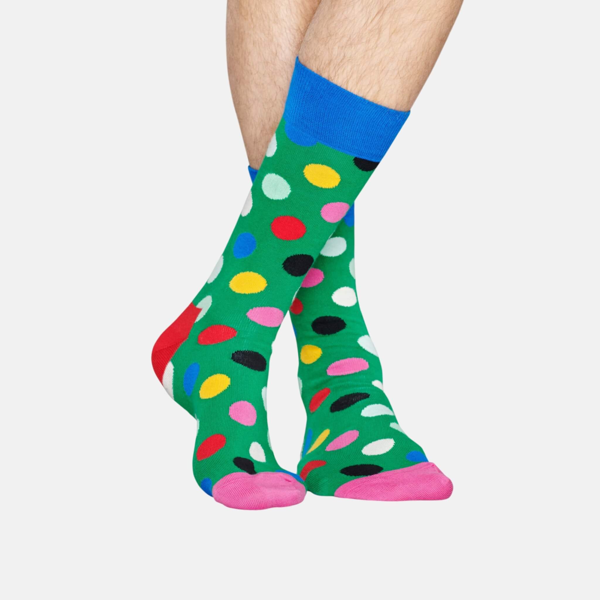 Zelené ponožky Happy Socks s puntíky, vzor Big Dot Block