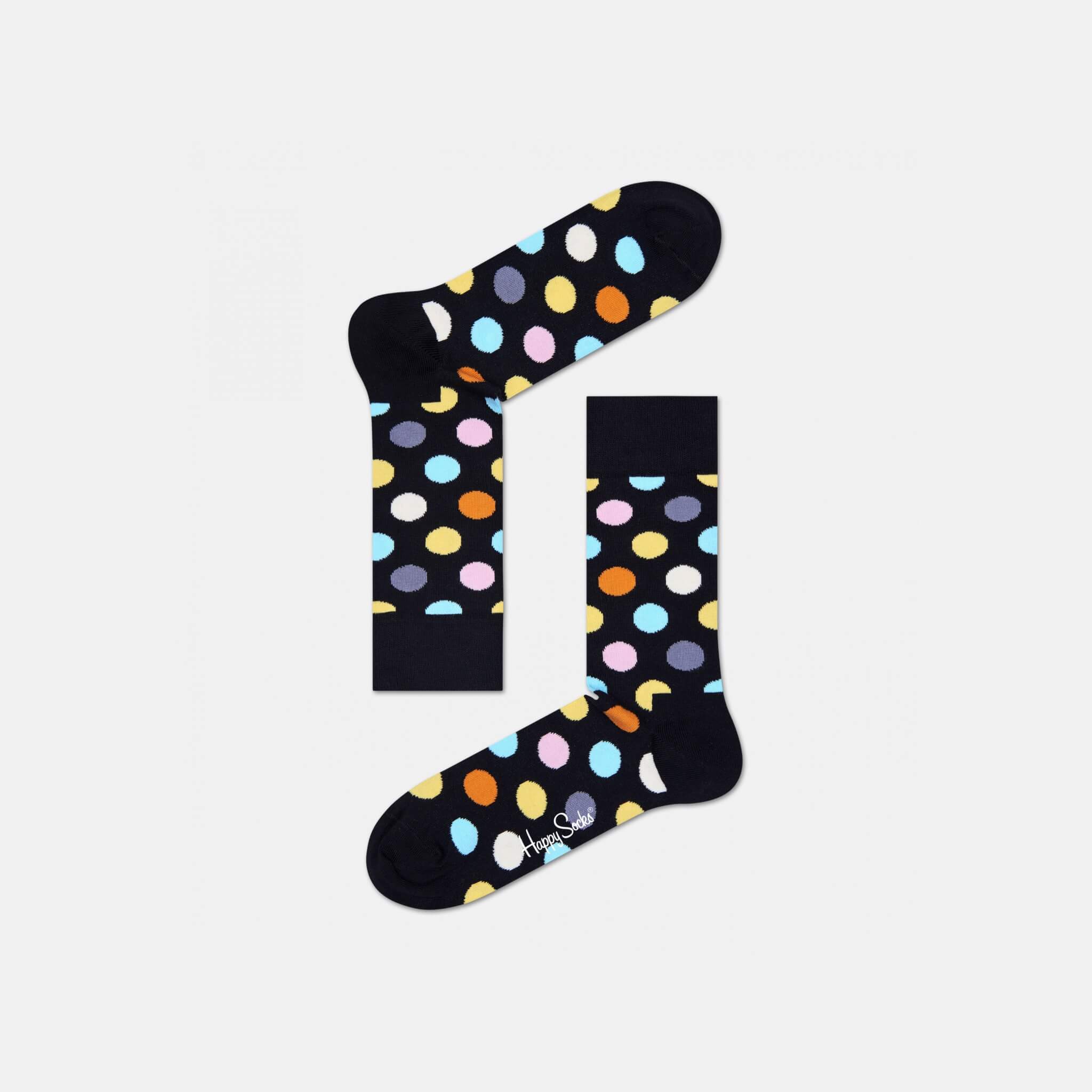 Černé ponožky Happy Socks s puntíky, vzor Big Dot