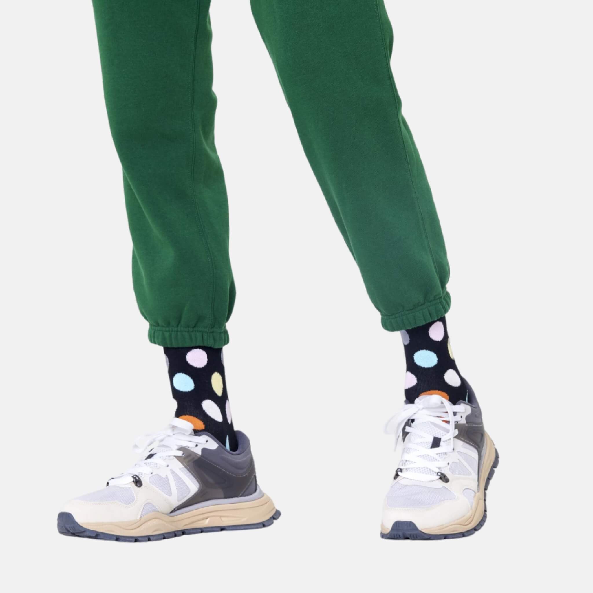 Černé ponožky Happy Socks s puntíky, vzor Big Dot