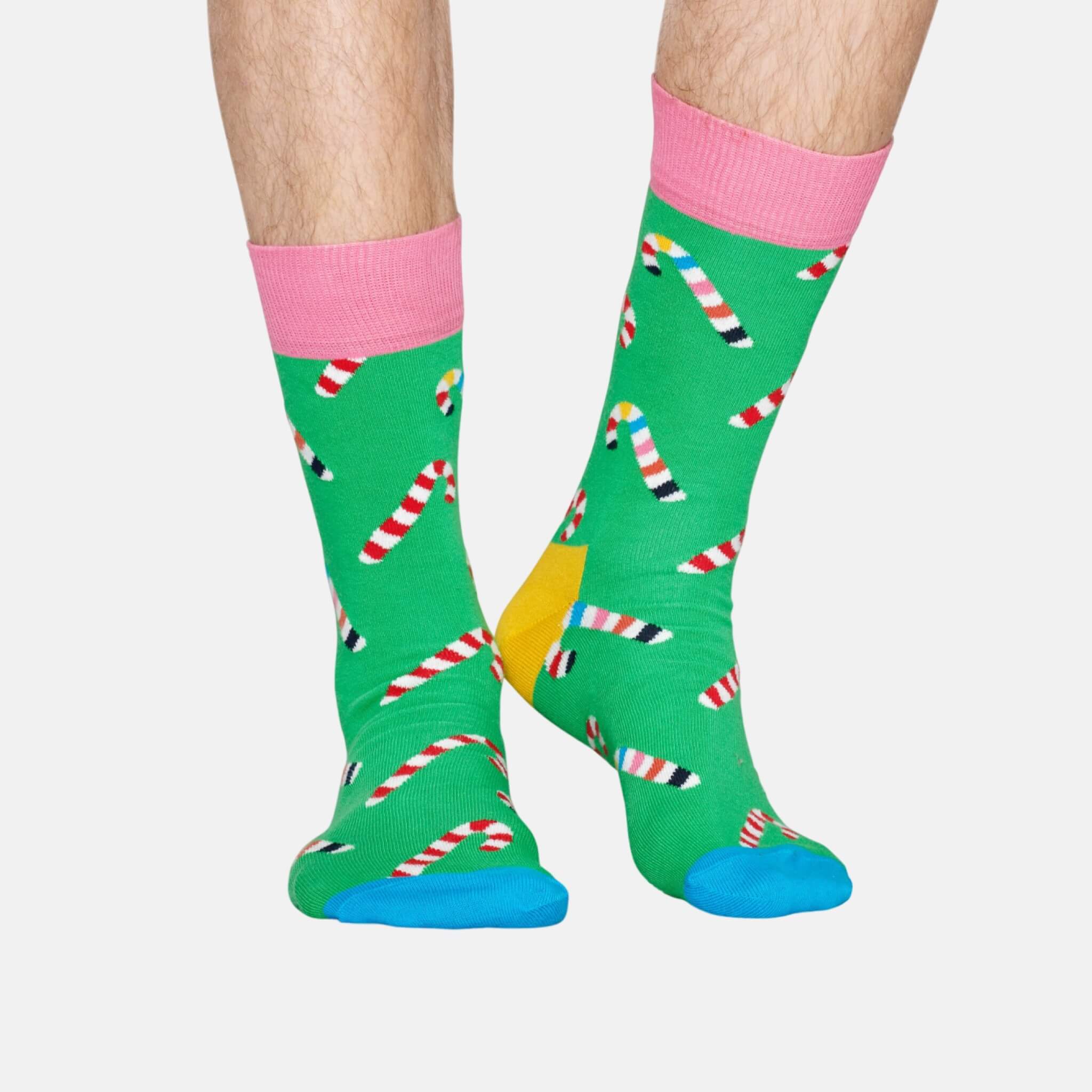 Zelené ponožky Happy Socks s cukrátky, vzor Candy Cane