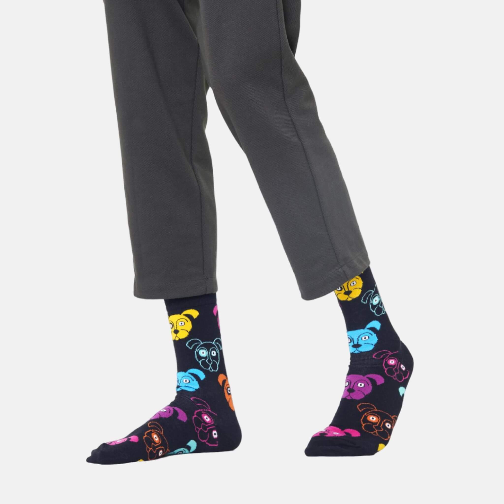 Černé ponožky Happy Socks se psy, vzor Dog