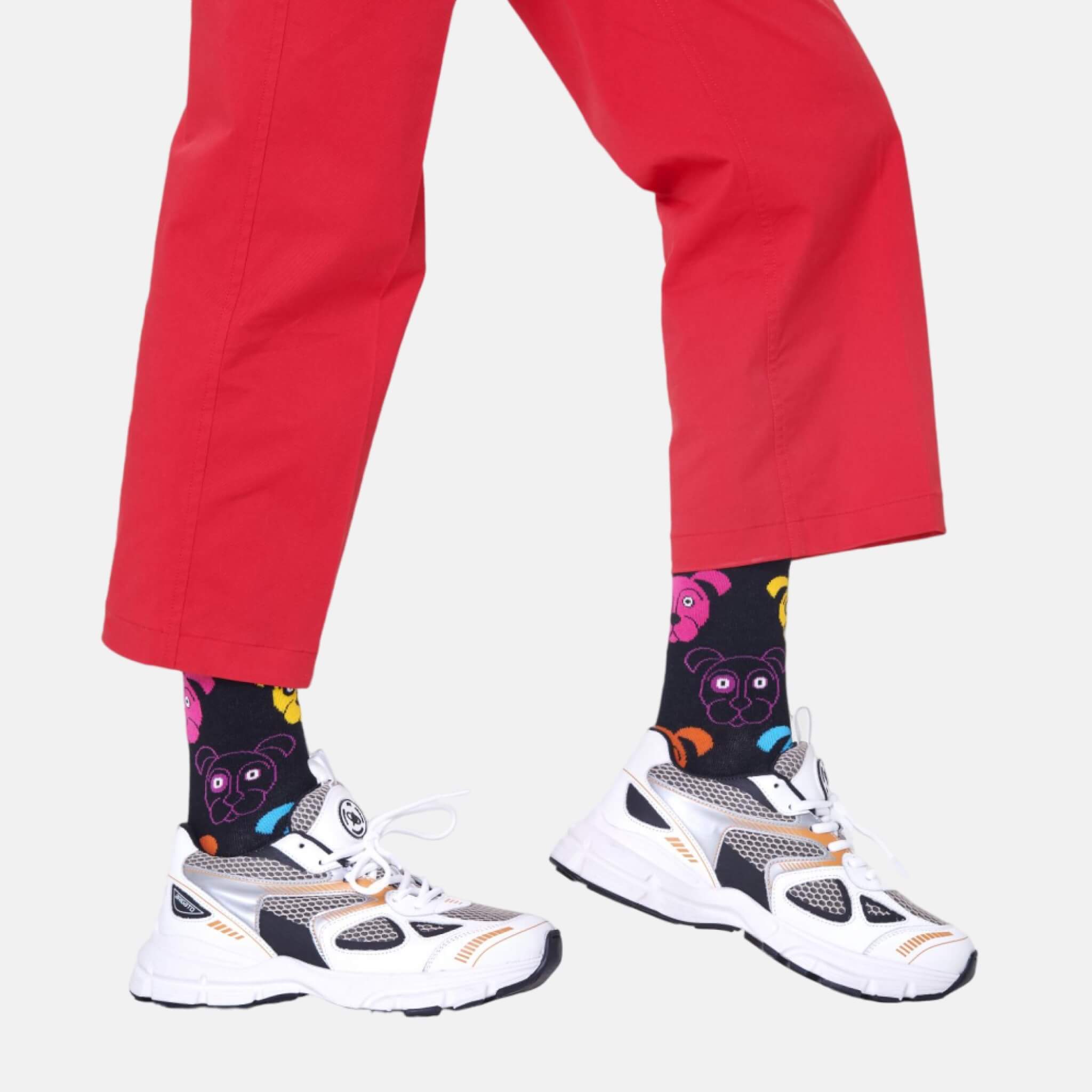 Černé ponožky Happy Socks se psy, vzor Dog