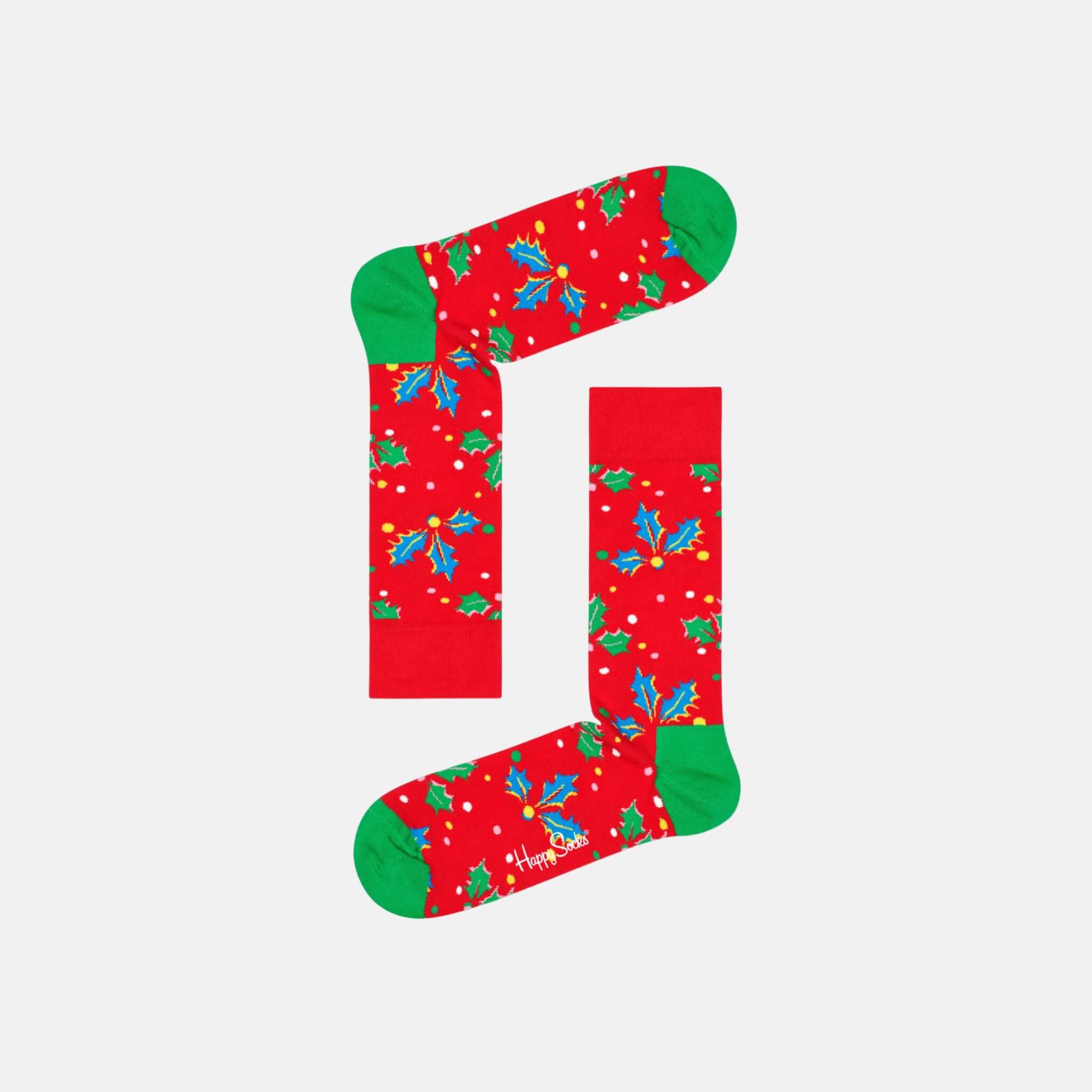 Červené ponožky Happy Socks s cesmínou, vzor Holly