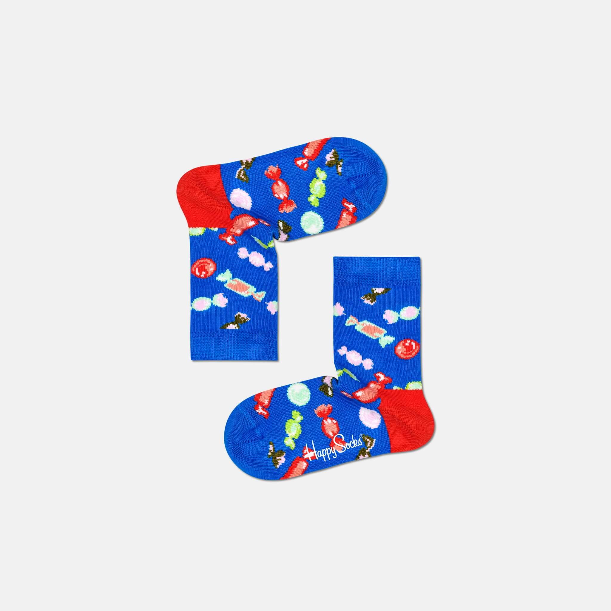 Dětské modré ponožky Happy Socks s bonbóny, vzor Candy