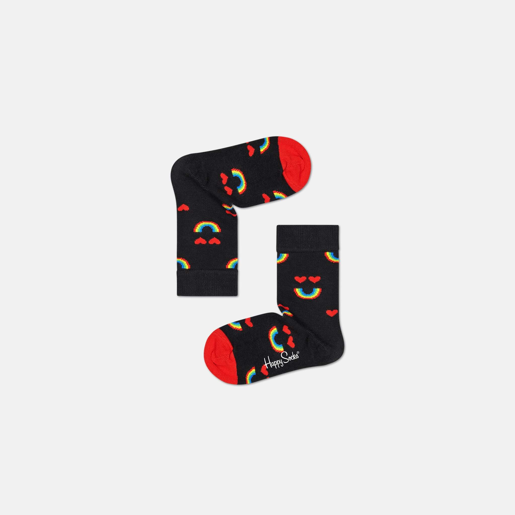 Dětské černé ponožky Happy Socks s duhou, vzor Rainbow Smile