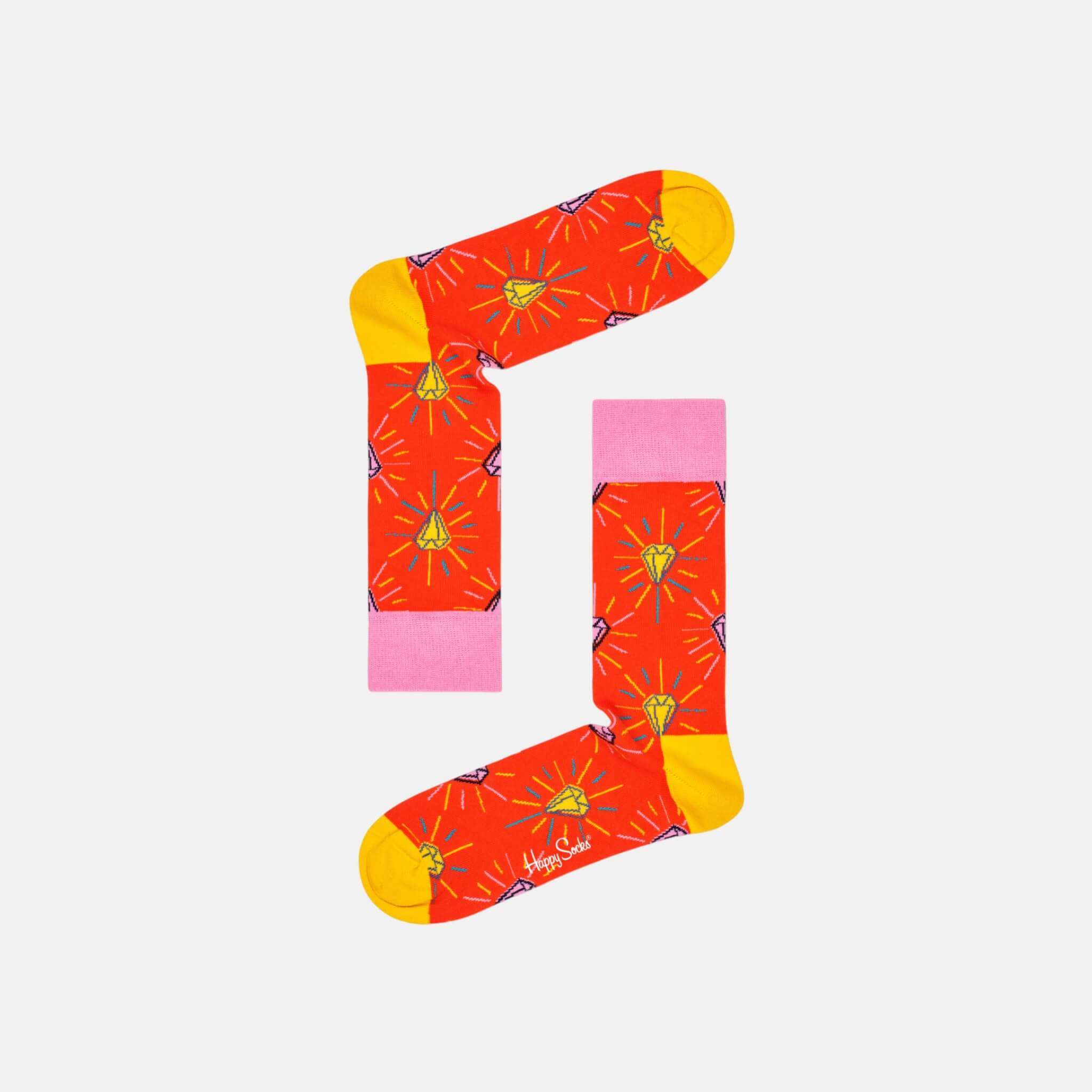 Oranžovo-žluté ponožky s diamantem z kolekce Happy Socks x Pink Panther, vzor Pink Plunk Plink