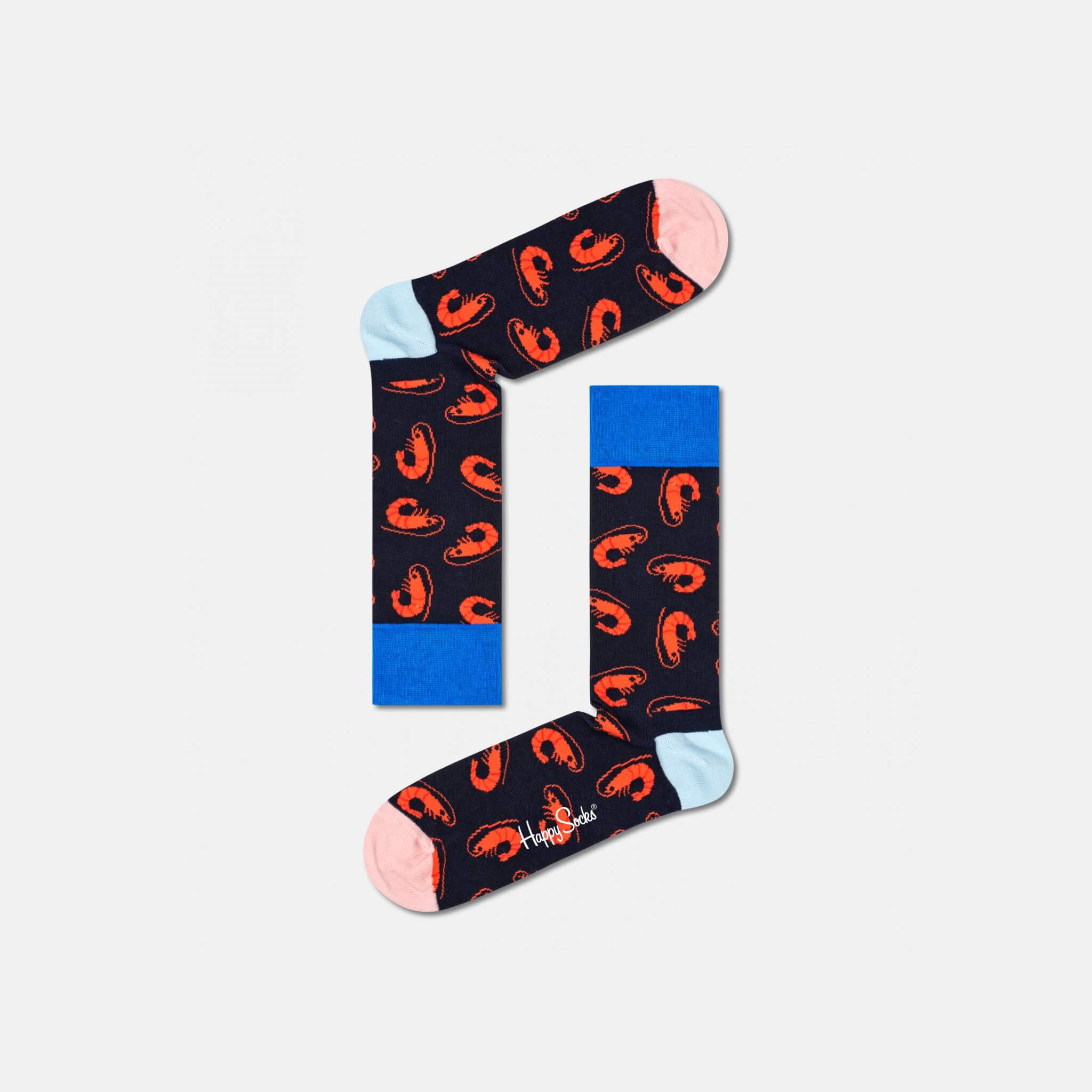 Černé ponožky Happy Socks s krevetami, vzor Shrimpy