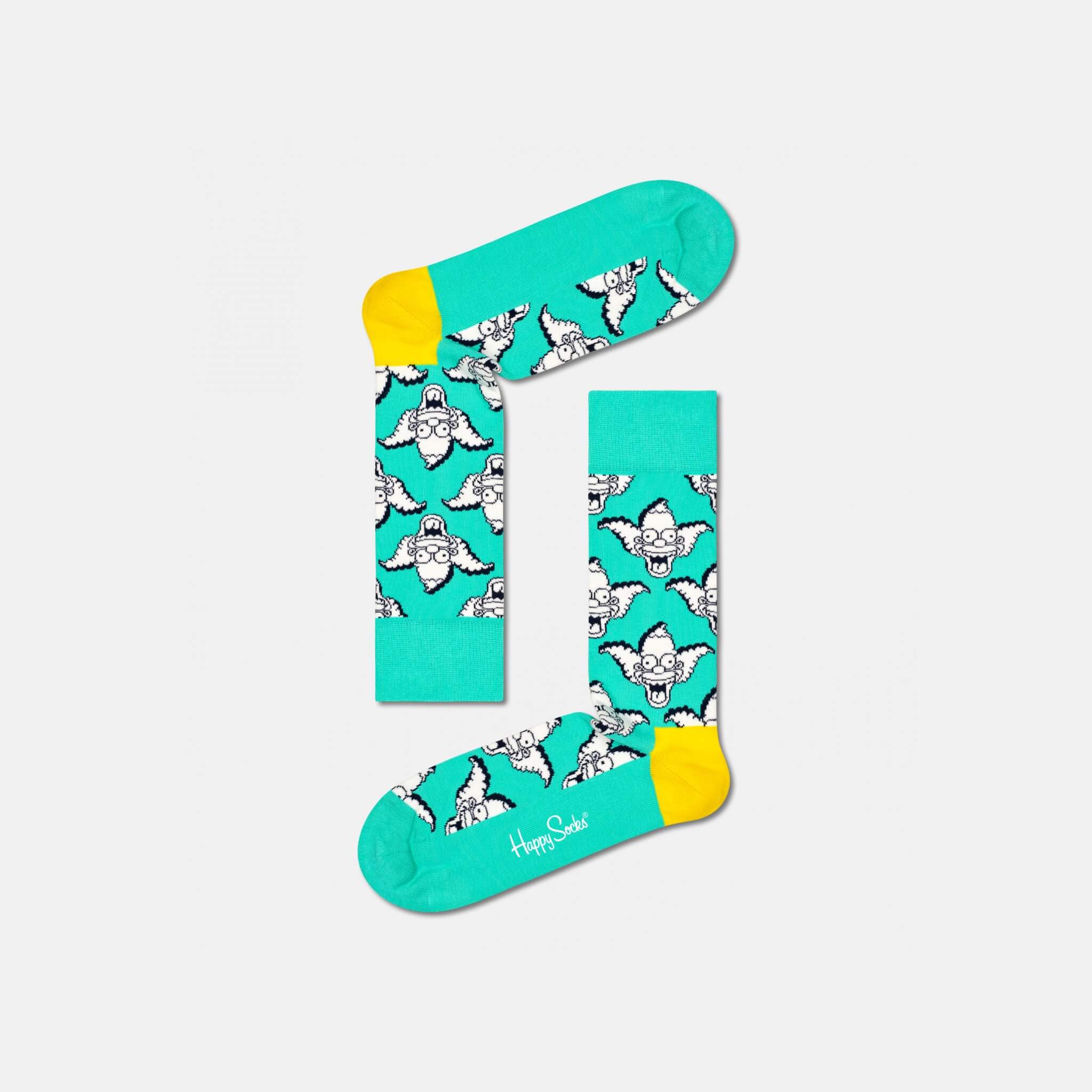 Tyrkysové ponožky Happy Socks x The Simpsons, vzor Krusty The Clown