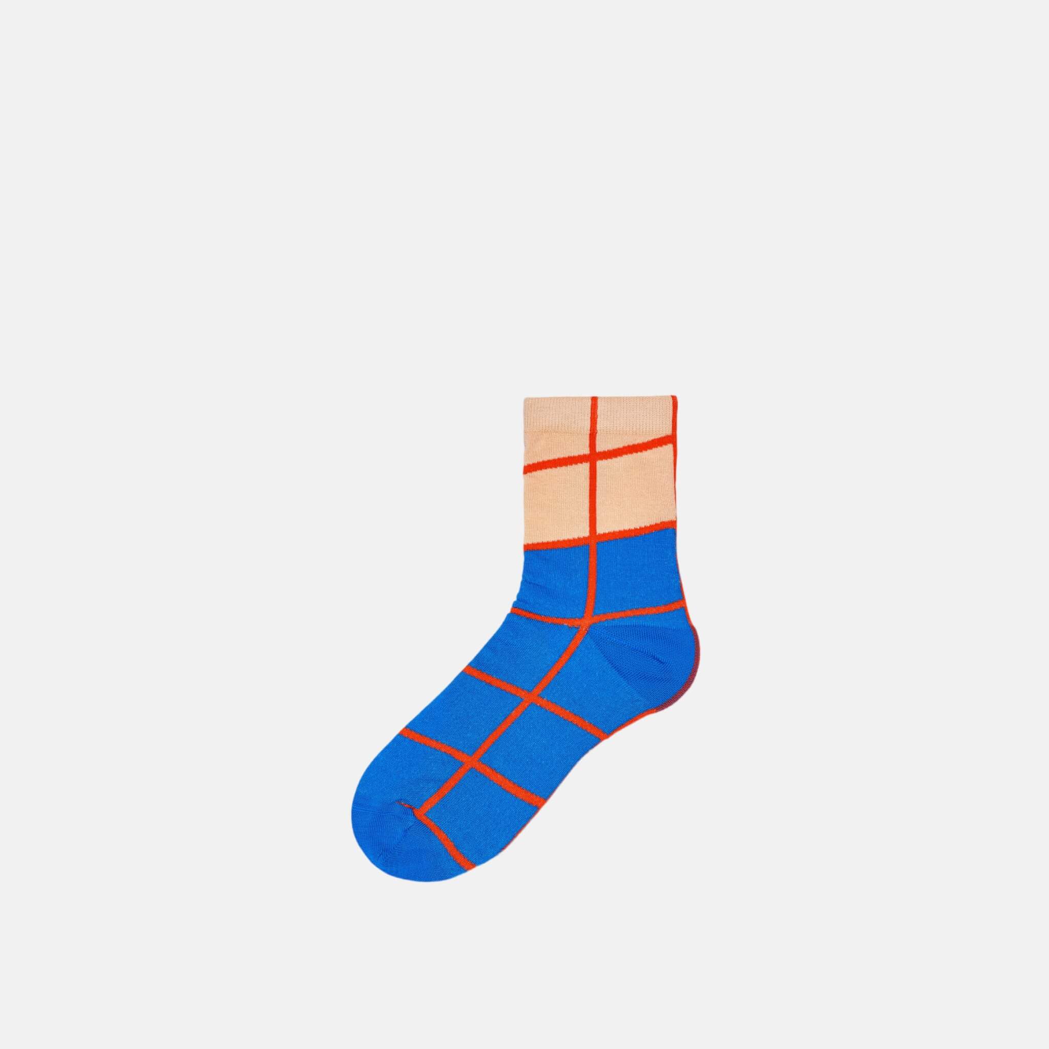 Dámské modro-oranžové ponožky Happy Socks Karen // kolekce Hysteria