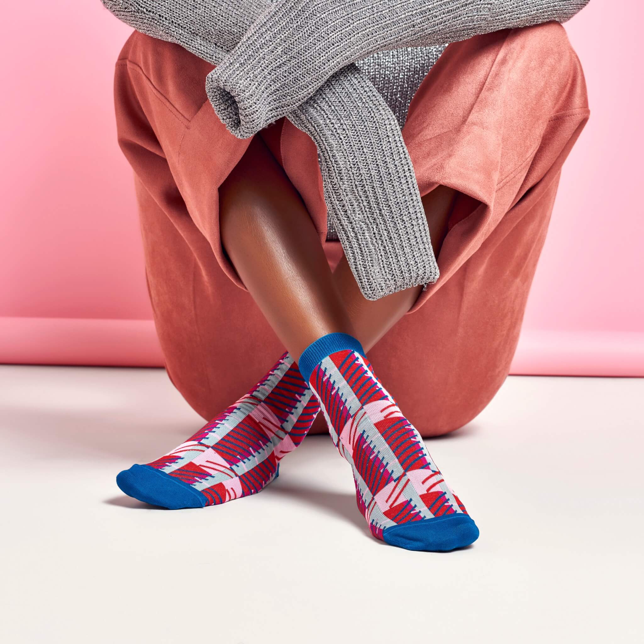 Dámské modro-červené ponožky Happy Socks Magda // kolekce Hysteria