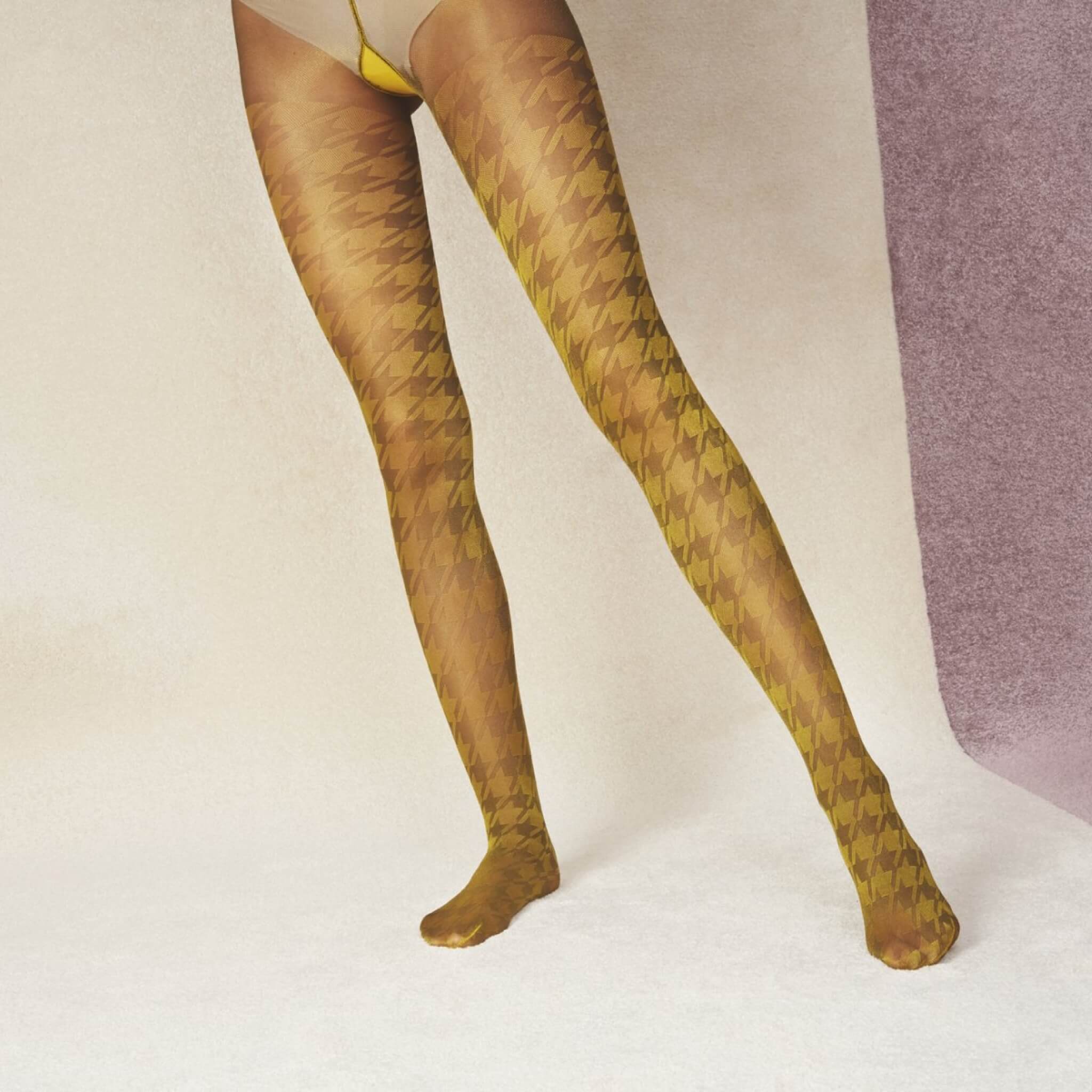Dámské žluto-hnědé punčochy Happy Socks Sophia // kolekce Hysteria