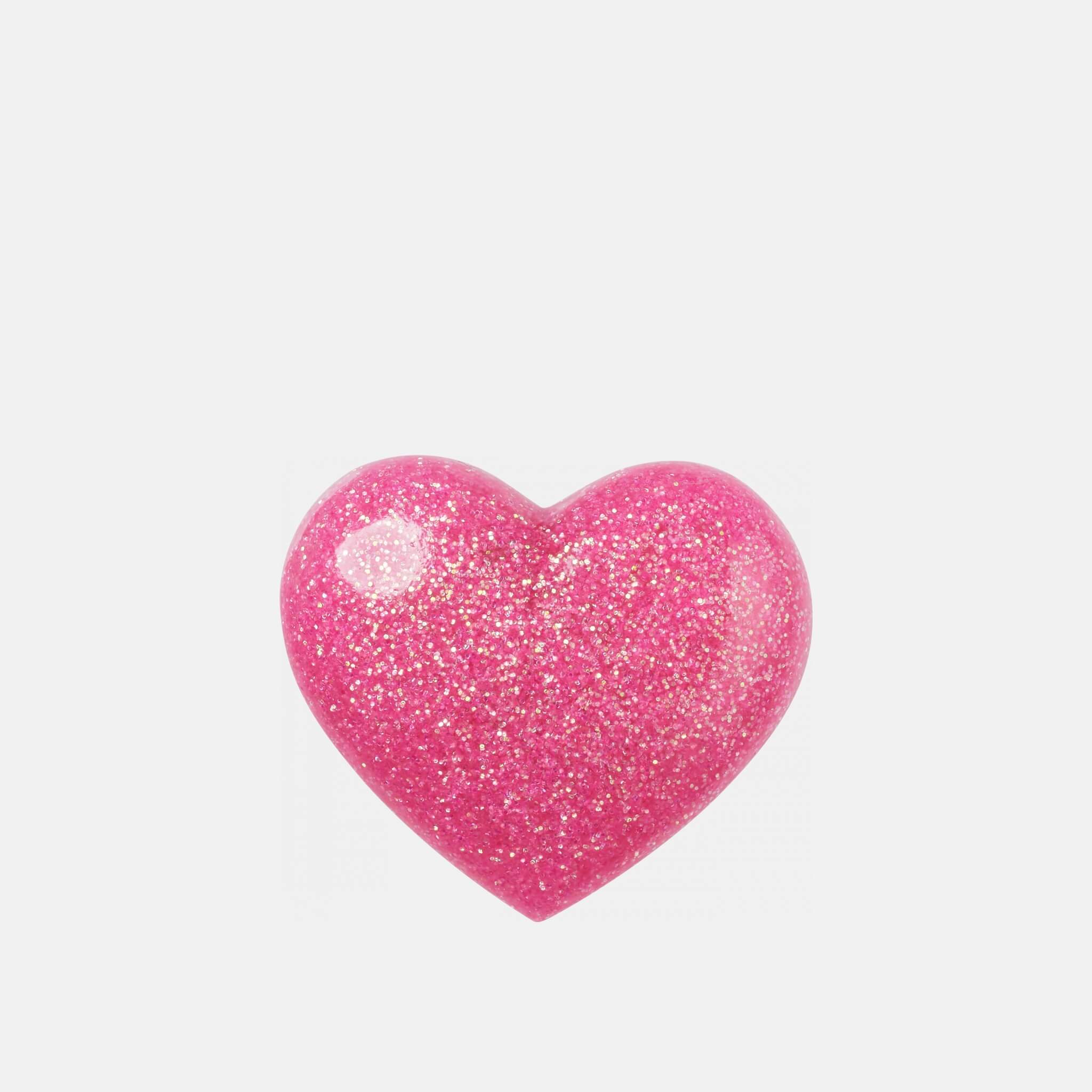 Odznáček Jibbitz – Pink 3D Glitter Heart