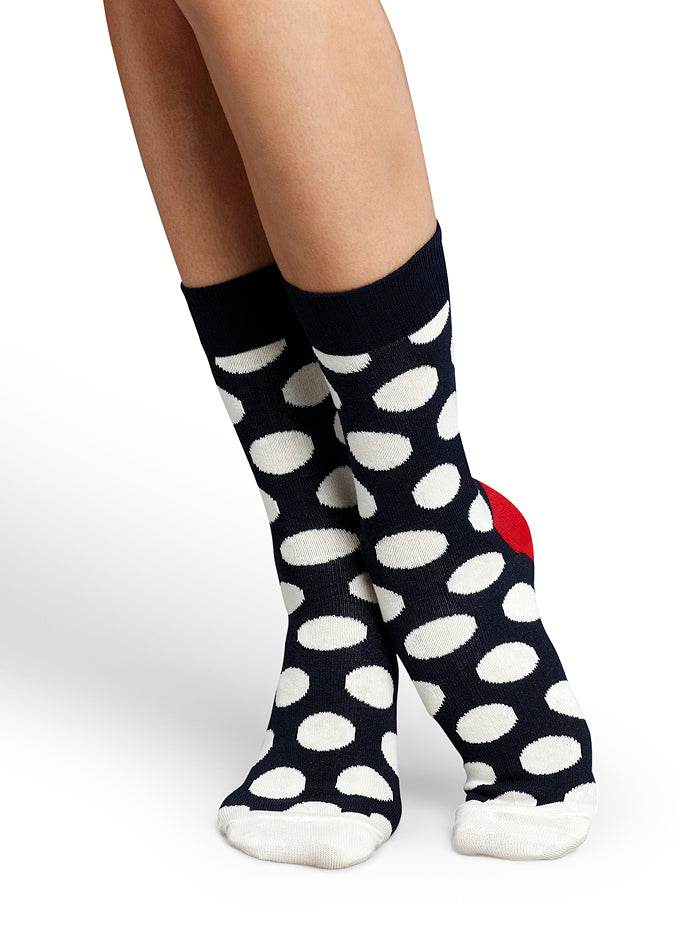 Modré ponožky Happy Socks s bílými puntíky, vzor Big Dot